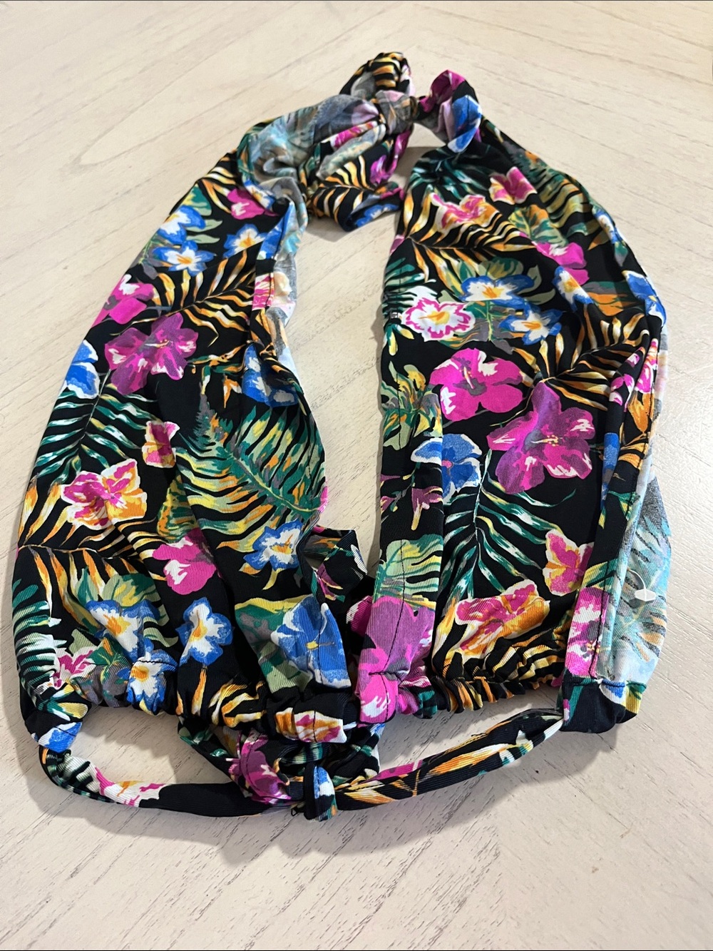 Floral Tropical Halter top.- Black Multicolor